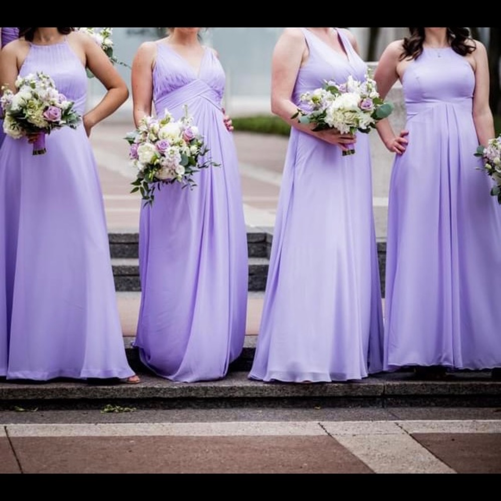 Azazie Brylee Bridesmaid Dress 
Color Lilac Size 2 worn once  dry cleaned